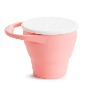 Munchkin  C est Silicone! Collapsible Snack Catcher  with Lid  Coral - Toddler Food Cup - C&amp;amp;#39;est Silicone Snack Catcher, Coral