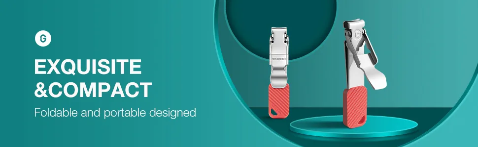 MR.GREEN Compact Nail Clippers Foldable Nail Cutters Manicure Tools Portable Fingernail Clipper with Key Chain Nail Scissors (Red) - 1600-banner