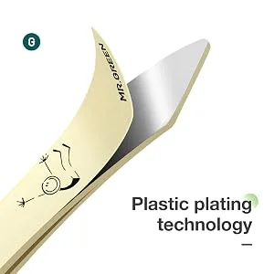 MR.GREEN Curve Handle Eyebrows Tweezers Professional Fine Hairs Removal Puller Makeup Tools Stainless Steel Beauty Clips Removal (Light Yellow) - 2193-300-5