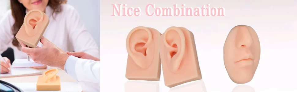 Luqeeg Soft Silicone Ear Model  3D Flexible Nose and Mouth Model for Practicing Suture  Silicone Body Part Model Simulation Display Props Set for Acupuncture  Jewelry Display  Teaching Tool(2) - product information 2