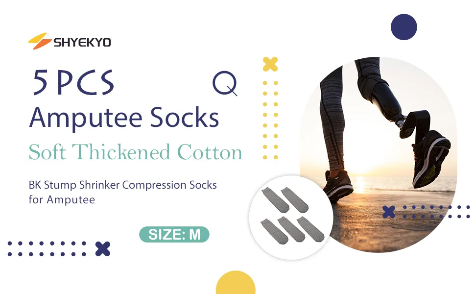 SHYEKYO 5Pcs Amputee Socks  Soft Thickened Cotton Amputee Socks BK Stump Shrinker Compression Socks for Amputee for Partial Foot Amputation  Amputee Care  Stump Protection  Limb Compression (M) - product information 24