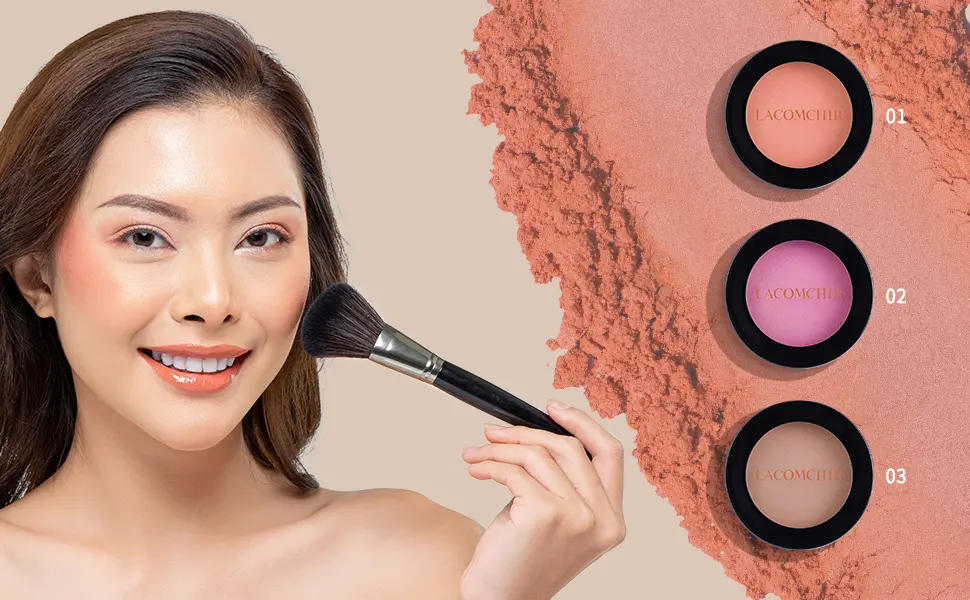 LACOMCHIR Blush Makeup Matte Powder Blush Face Makeup High Impact Buildable Lightweight Contours Cheeks Cruelty Free Vegan 0.16oz -03 - matte blush powder vegan cheek makeup cruelty free face makeup blush palette