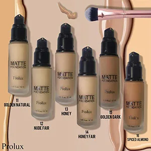 Prolux Cosmetics Matte Foundation  Oil-Free weightless Full Coverage Longwear Soft and Natural Liquid Formula (Medium Beige) - product information 4