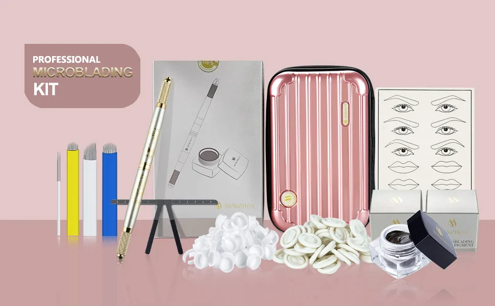 Microblading Supplies  Mokohoa Microblading Kit with Eyebrow Mapping Kit Microblading Pen Microblade Eyebrow Pen Brow Mapping Kit de Maquillaje PMU Supplies Brow Daddy Pigment for Beginners & Artist - microblading supplies