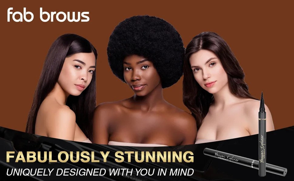 Fab Brows Precision Liquid Eyeliner - Felt-Tipped Liquid Eyeliner Pen  Waterproof Eyeliner  Richly Pigmented Black Eyeliner  Easy To Apply Eyeliner Liquid for Thin or Thick Strokes  2-fl.oz. - black eyeliner
