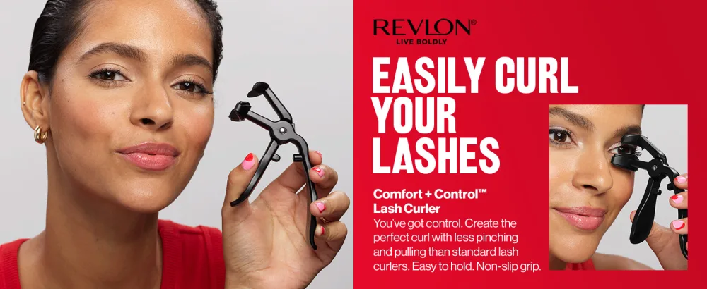 Revlon Comfort and Control Eyelash Curler  Easy to Use with Storage for Refill Pads - lash curler