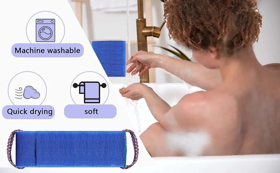 African exfoliating net sponge washcloth African Bath Sponge African Net Long Net Shower Body Scrubber Back Scrubber Bath Sponge Exfoliating Skin Smoother 2 Pieces - product information 2