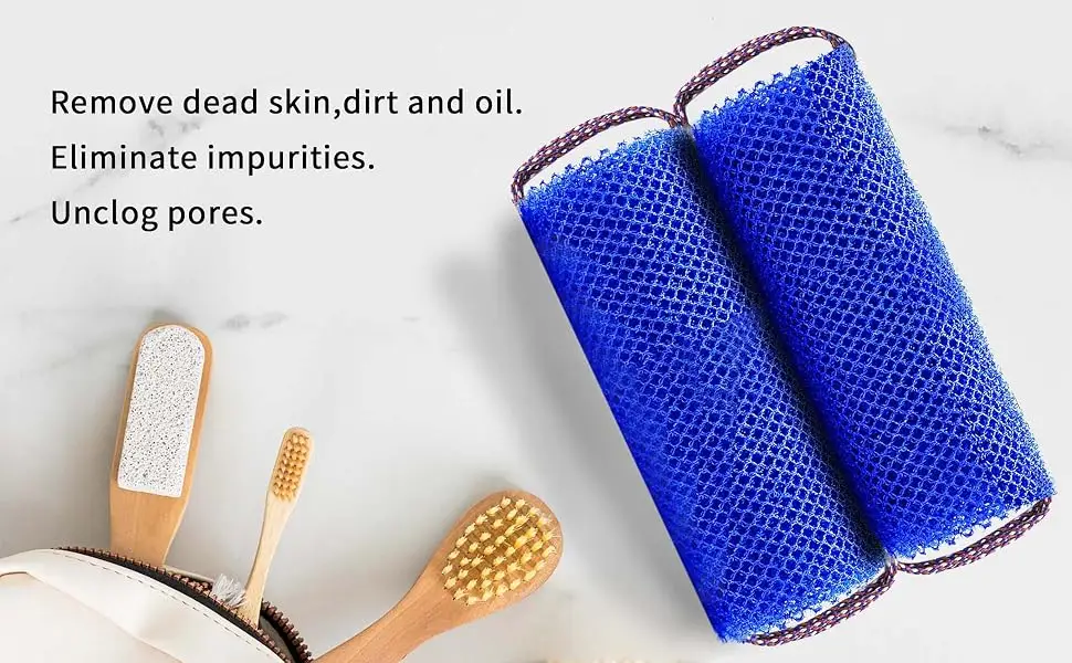 African exfoliating net sponge washcloth African Bath Sponge African Net Long Net Shower Body Scrubber Back Scrubber Bath Sponge Exfoliating Skin Smoother 2 Pieces - product information 3