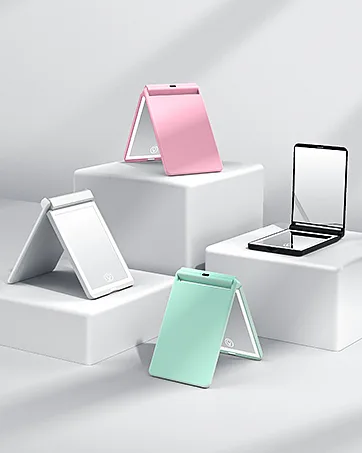 Gospire Standable LED Travel Makeup Mirror with Lights and Magnification 1X/3X  Rechargeable Compact Mirror with Adjustable Brightness  Foldable Small Vanity Mirror Handheld for Purses   Black - product information 8