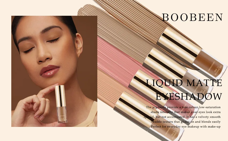 Boobeen Liquid Matte Eyeshadow  Long Lasting Waterproof Liquid EyeShadow  Velvet Matte Cream Eyeshadow  Neutral Nude Eyeshadow Makeup 05 - liquid matte eyeshadow naked cream eye shadow primer neutral eyeshadow makeup waterproof