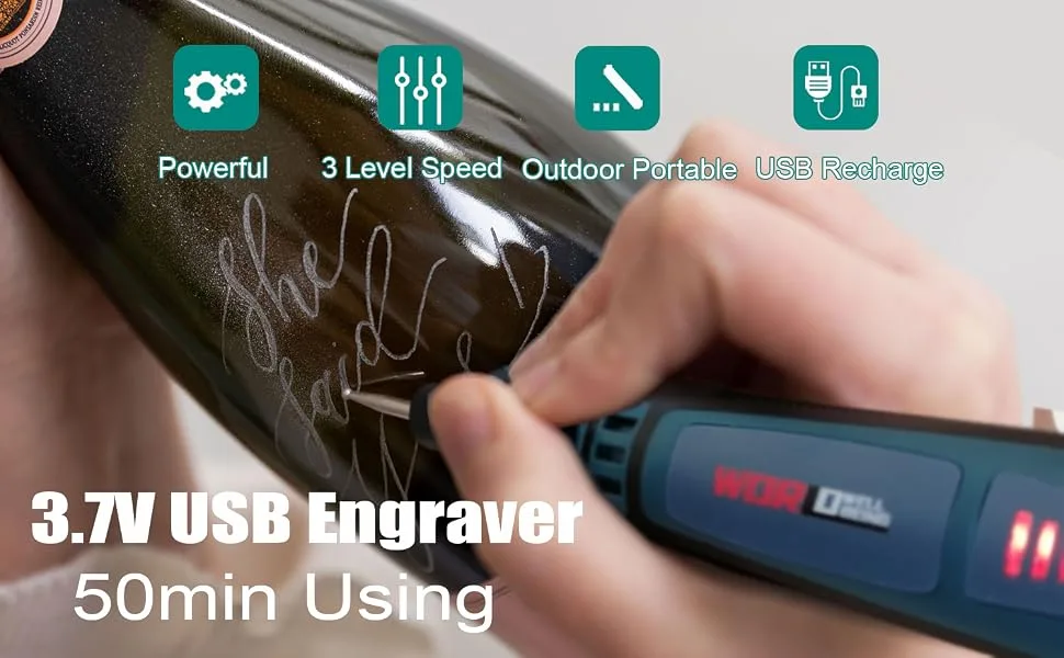 USB Cordless Electric Engraving Pen Kit  Mini 3-Speed Rotary Etching Machine Engraving Jewelry Leather Wood Glass 42pcs Engraver Tools for Metal with 30 Bits&Stencil - engraving pen