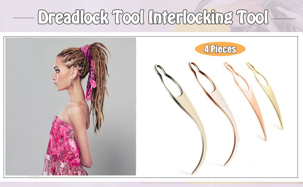 Dreadlock Tool Interlocking Tool for Locs 4 Pieces Easyloc Hair Tool Needle for Maintaining Your Dreadlocks  Interlocks and Sisterlocks  Tightening Accessory (Gold  Rose Gold) Type 8 - Dreadlock Tool Interlocking Tool