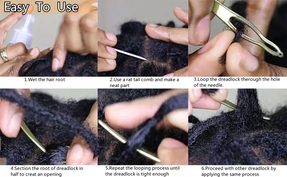 Dreadlock Tool Interlocking Tool for Locs 4 Pieces Easyloc Hair Tool Needle for Maintaining Your Dreadlocks  Interlocks and Sisterlocks  Tightening Accessory (Gold  Rose Gold) Type 8 - Easy to use