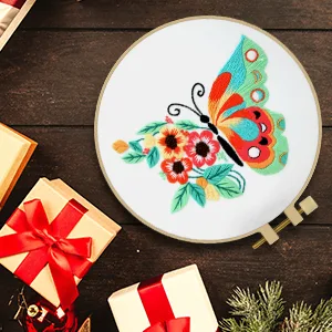 Butterfly Flower Embroidery Stitch Practice kit  3 Sets Beginners Embroidery Kit for Beginners Include Embroidery Cloth Hoops Threads for Craft Lover Hand Stitch with Embroidery Skill Techniques - Beginners embroidery kit