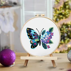 Butterfly Flower Embroidery Stitch Practice kit  3 Sets Beginners Embroidery Kit for Beginners Include Embroidery Cloth Hoops Threads for Craft Lover Hand Stitch with Embroidery Skill Techniques - Beginners embroidery kit