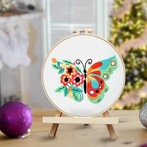 Butterfly Flower Embroidery Stitch Practice kit  3 Sets Beginners Embroidery Kit for Beginners Include Embroidery Cloth Hoops Threads for Craft Lover Hand Stitch with Embroidery Skill Techniques - Beginners embroidery kit