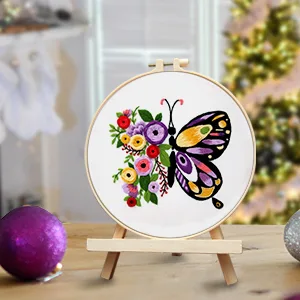 Butterfly Flower Embroidery Stitch Practice kit  3 Sets Beginners Embroidery Kit for Beginners Include Embroidery Cloth Hoops Threads for Craft Lover Hand Stitch with Embroidery Skill Techniques - Beginners embroidery kit