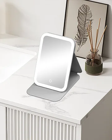 Gospire Foldable LED Travel Makeup Mirror with 60 Led Lights  Rechargeable Compact Mirror with 3 Color Lights & Adjustable Brightness  Lighted Vanity Mirror Folding Travel Mirror with Lights - Purple - product information 8