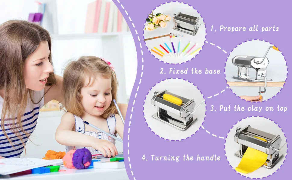 Polymer Clay Roller Machine Set Includes Clay Presser Machine with 9 Adjustable Thickness Settings  9 Clay Shaping Tool  8 Round Clay Cutter and 7.87 Clay Cutter for DIY Craft Projects - Polymer Clay Roller Machine Set