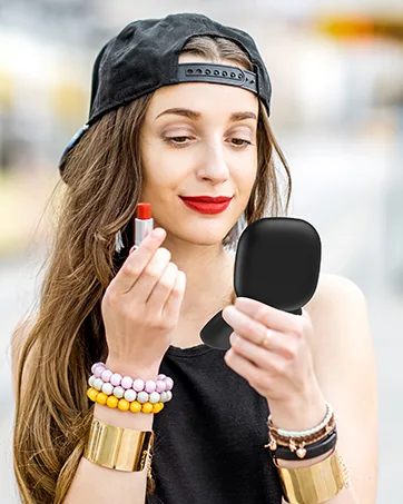 Gospire Rechargeable Travel Makeup Mirror with Lights and Magnification 1X/10X  LED Compact Mirror with 3 Light Colors & Adjustable Brightness  Small Vanity Mirror Handheld for Purses   Pink - product information 7