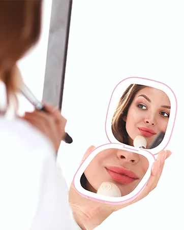 Gospire Rechargeable Travel Makeup Mirror with Lights and Magnification 1X/10X  LED Compact Mirror with 3 Light Colors & Adjustable Brightness  Small Vanity Mirror Handheld for Purses   Pink - product information 8
