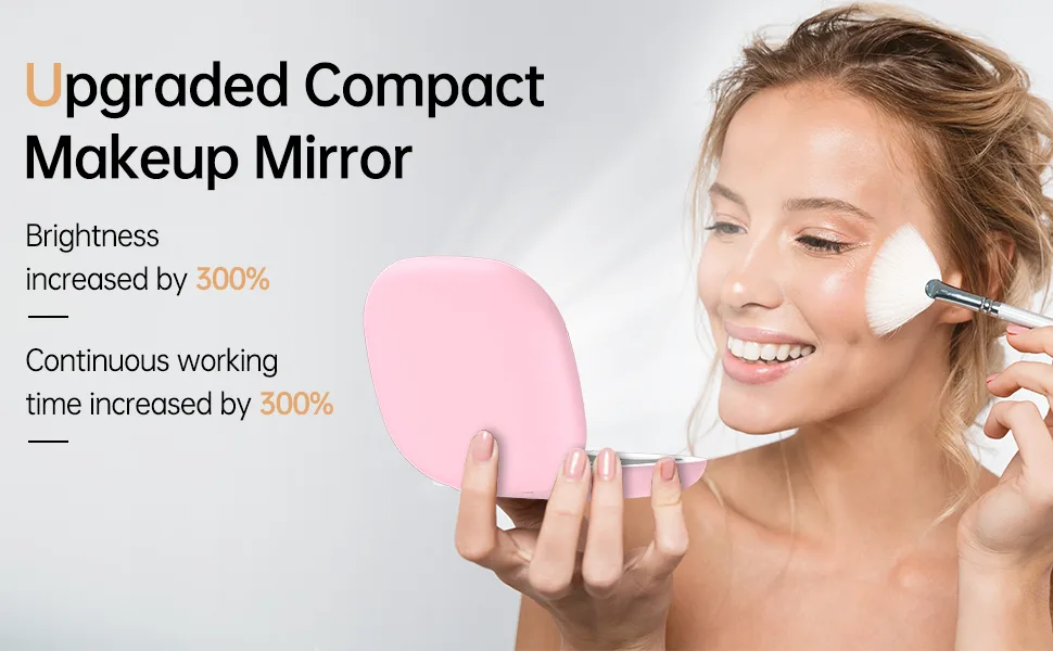 Gospire Rechargeable Travel Makeup Mirror with Lights and Magnification 1X/10X  LED Compact Mirror with 3 Light Colors & Adjustable Brightness  Small Vanity Mirror Handheld for Purses   Pink - product information 9