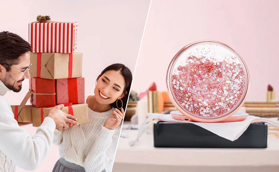 MIYADIVA Magnifying Mirror with Light 1x/25x Magnification Travel Mirror 5 Inch Compact Mirror Vanity Mirror with Light Gift for Your Loved Ones - magnifying mirror