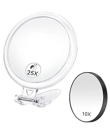 MIYADIVA Magnifying Mirror with Light 1x/25x Magnification Travel Mirror 5 Inch Compact Mirror Vanity Mirror with Light Gift for Your Loved Ones - Magnifying Mirror