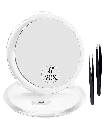 MIYADIVA Magnifying Mirror with Light 1x/25x Magnification Travel Mirror 5 Inch Compact Mirror Vanity Mirror with Light Gift for Your Loved Ones - Magnifying Mirror