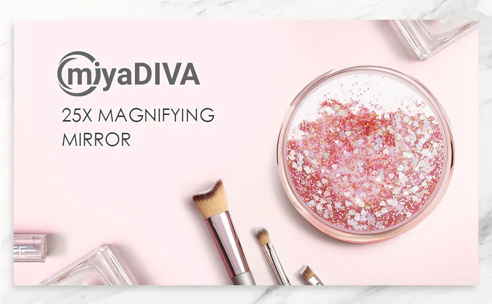 MIYADIVA Magnifying Mirror with Light 1x/25x Magnification Travel Mirror 5 Inch Compact Mirror Vanity Mirror with Light Gift for Your Loved Ones - magnifying mirror