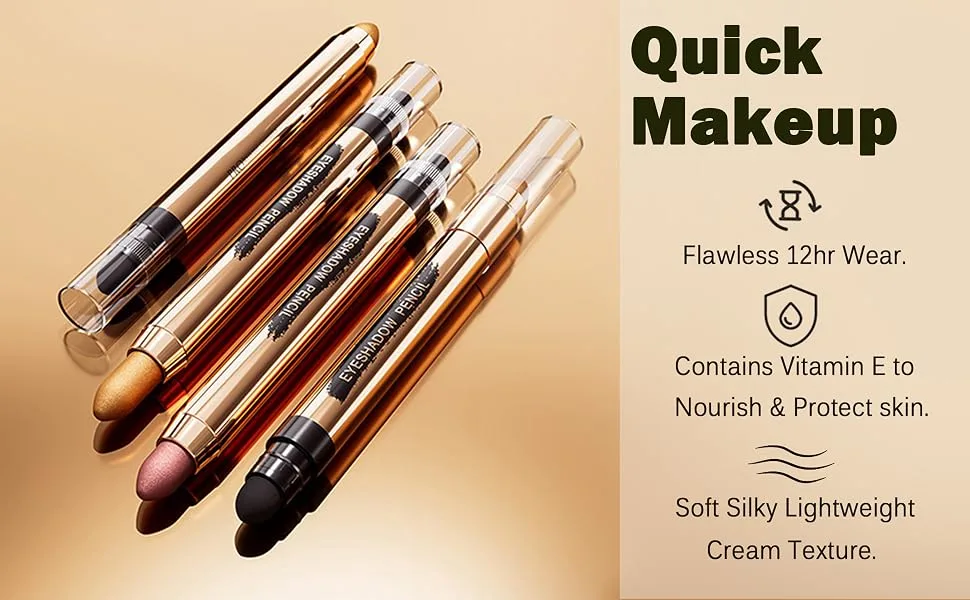 Eyeshadow Stick - Neutral and Brown Metallic Eye Shadow Stick Makeup - Champagne Matte & Glitter Eyeshadow - Creamy & Waterproof Eyeshadow Brightener Pencil (5 Pinky) - great value really like get what you pay highly recommend skin tone