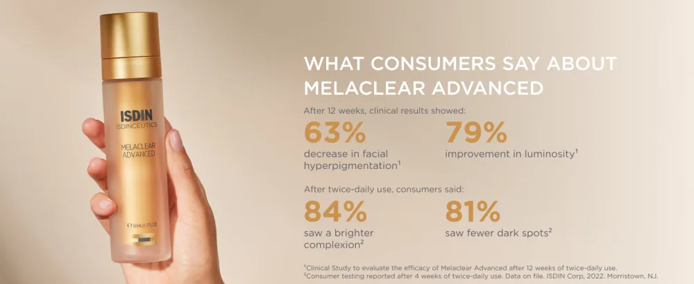 Isdinceutics Melaclear Advanced - Dark Spot Corrector for Face with Niacinamide 1.7 FL OZ (50 ml). - skin care anti aging sensitive all types hiperpigmentacion acido salicilico hialuronico hyluronic
