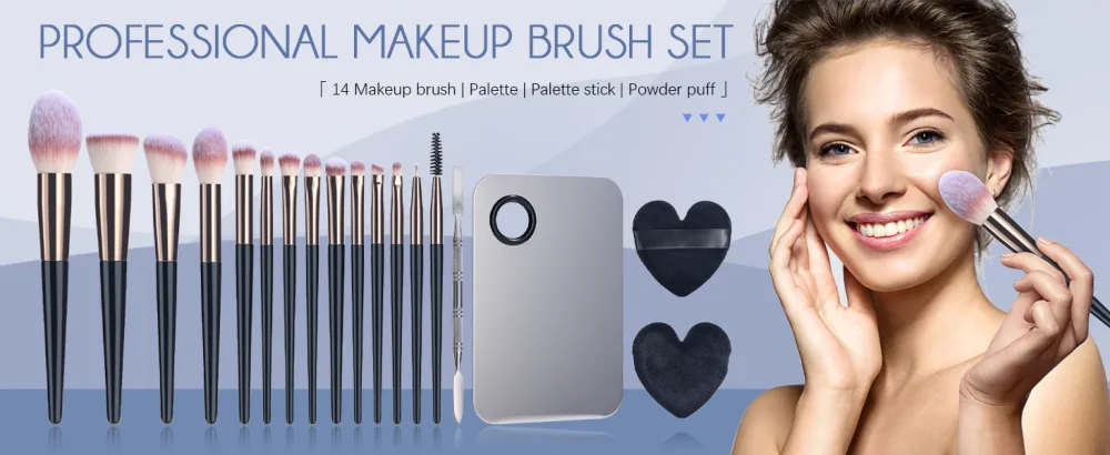 BS-MALL Makeup Brushes Set with 1 Makeup palette & 2 Powder Puff Premium Synthetic Foundation Powder Concealers Eye Shadows 18 Pcs Set - product information 25