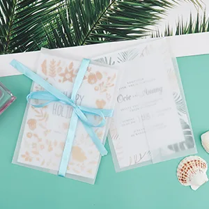 Pre-Folded Vellum Jackets for 5x7 Invitations: 60Pcs Vellum Paper Translucent Wedding Invitation Wraps - Elegant
