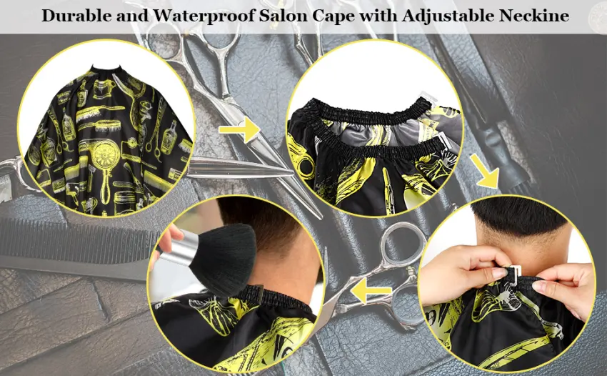 FEBSNOW Professional Hair Cutting Cape with Neck Duster Brush  FEBSNOW Salon Barber Cape  Hair Cutting Accessories (Black Stripe) Black Stripe - FEBSNOW hair cutting cape