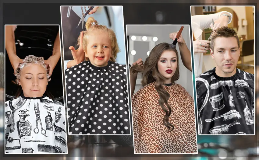 FEBSNOW Professional Hair Cutting Cape with Neck Duster Brush  FEBSNOW Salon Barber Cape  Hair Cutting Accessories (Black Stripe) Black Stripe - FEBSNOW salon cape