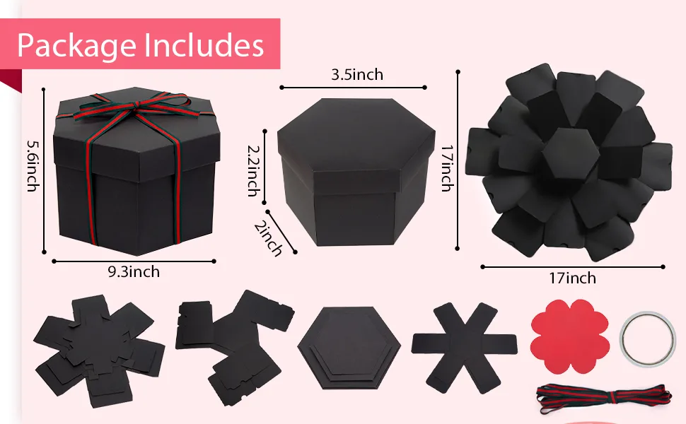 Koogel Explosion Gift Box  Handmade Exploding Photo Album Preassembled Surprise Picture Pop Up Love Box with Creative DIY Scrapbooking Accessories for Anniversary Birthday Wedding Memory Party - Explosion Gift Box