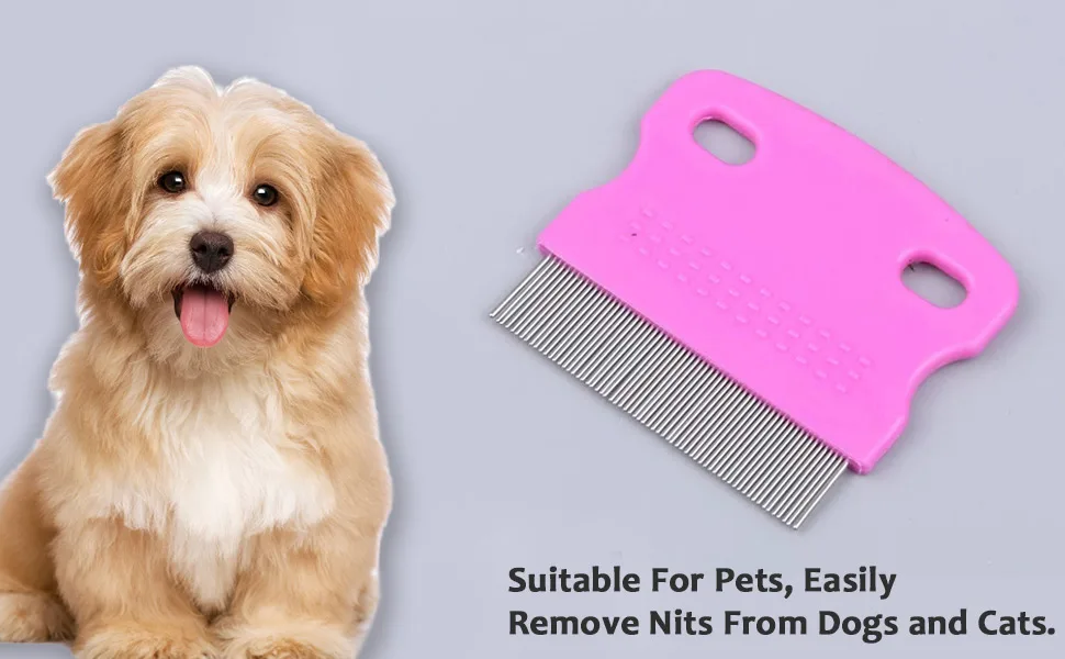 1 Piece Hair Nit Comb Remove Head Nits Stainless Steel Teeth Nit Combs For Kids Adults And Pets (Pink) - product information 2