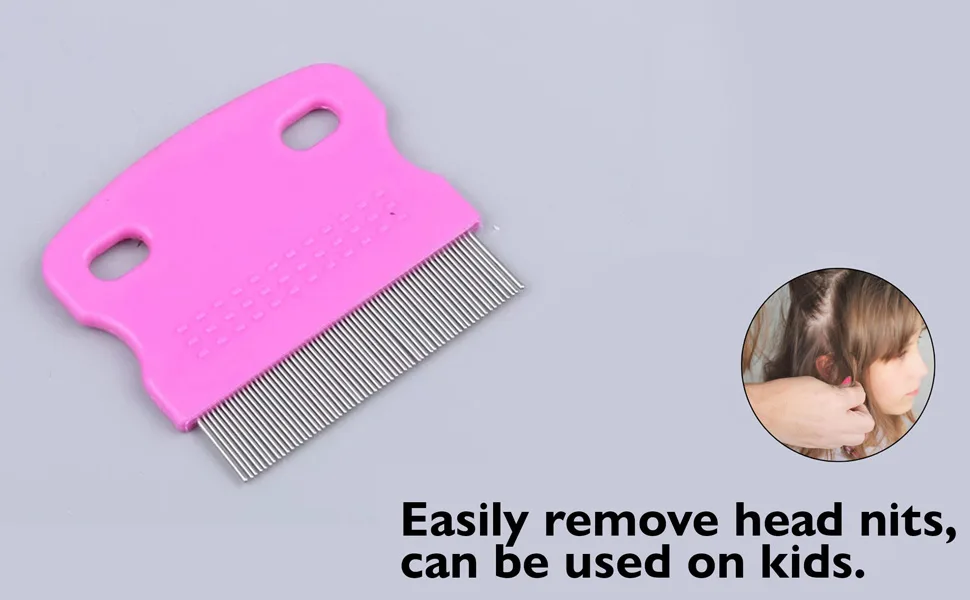 1 Piece Hair Nit Comb Remove Head Nits Stainless Steel Teeth Nit Combs For Kids Adults And Pets (Pink) - product information 5