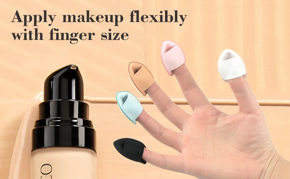 bAnpinSH Finger Puff  12 Pcs Mini Makeup Puff Suitable For Foundation  Concealer  Eye Shadow Beauty Makeup Tools (5 Color 1 Set) - finger sponge makeup