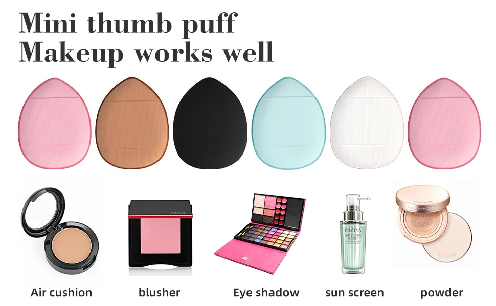 bAnpinSH Finger Puff  12 Pcs Mini Makeup Puff Suitable For Foundation  Concealer  Eye Shadow Beauty Makeup Tools (5 Color 1 Set) - make up sponges for face