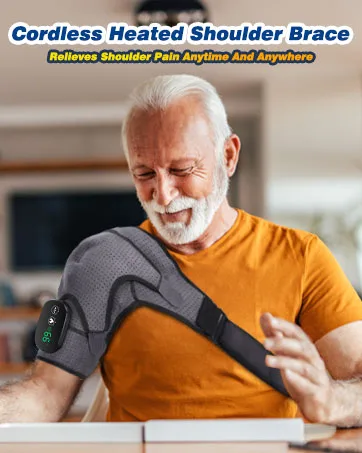 Cordless Shoulder Heating Pad  Heated Shoulder Wrap  Shoulder Brace with 3 Heating and Vibration Modes  Shoulder Supports for Relaxation Large - cordless heated shoulder pads