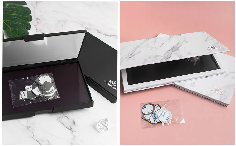 Makeup Magnetic Palette with Mirror and 20Pcs Metal Stickers Empty Storage Palette for Eyeshadow Powder Highlighter  Black - empty magnetic palette for makeup