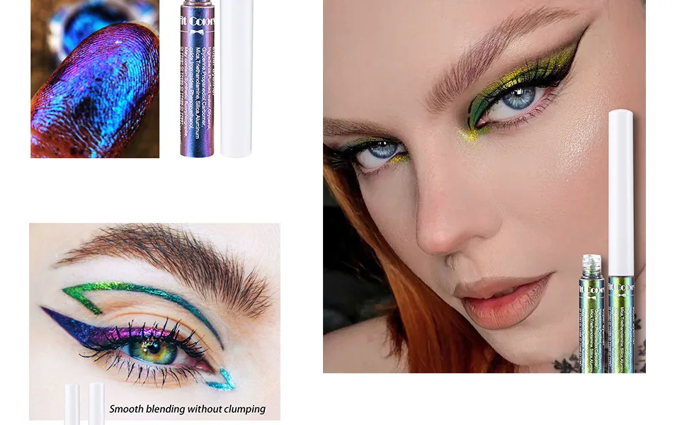 6 Colors Chameleon Liquid Eyeshadow Metallic Glitter Shimmer Eye Shadow Set Long Lasting Waterproof Multichrome Eyeshadows Makeup Set - 6 color chameleon liquid eyeliner, party, makeup show, prom night and wedding makeup
