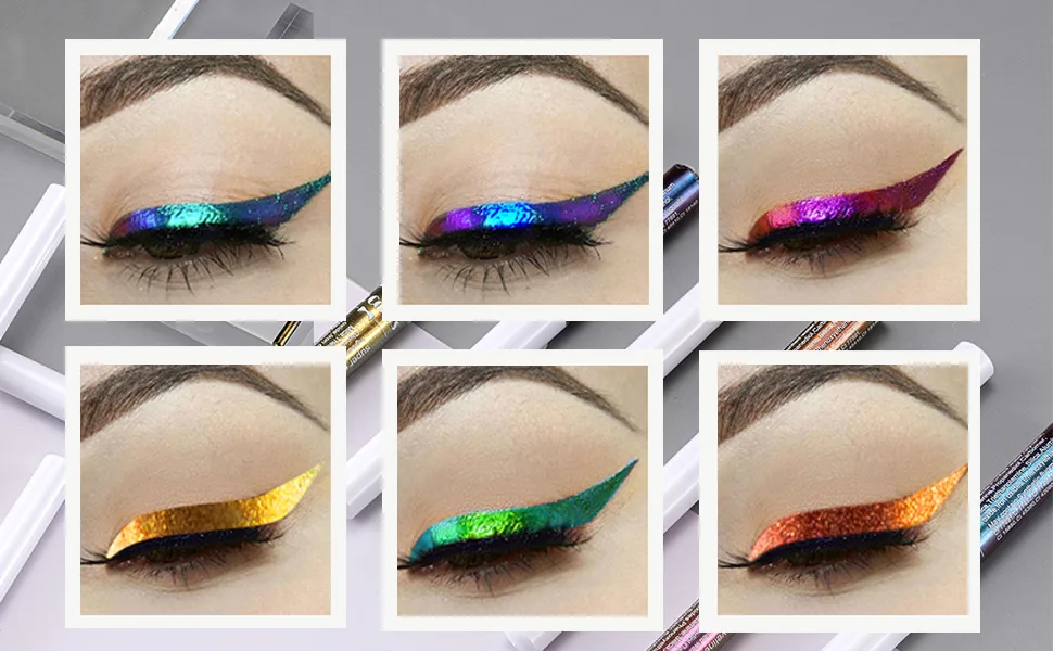 6 Colors Chameleon Liquid Eyeshadow Metallic Glitter Shimmer Eye Shadow Set Long Lasting Waterproof Multichrome Eyeshadows Makeup Set - Highly pigmented and highly saturated color, long-lasting moisturizing, shiny color, with luster
