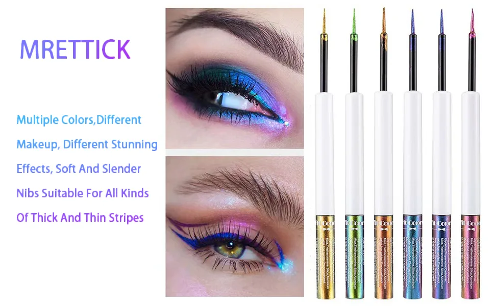 6 Colors Chameleon Liquid Eyeshadow Metallic Glitter Shimmer Eye Shadow Set Long Lasting Waterproof Multichrome Eyeshadows Makeup Set - Lasts all day. Quick-drying, easy to apply and clean. Layer colors to create more intense colors