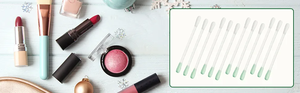 50 Pcs Cotton Makeup Remover Swabs - Disposable Vitamin E Liquid-Filled Cotton Swabs Sticks for Eye/Lip/Eyebrow/Eyelash Makeup Correctors Removing Swabs - Makeup Remover Swabs