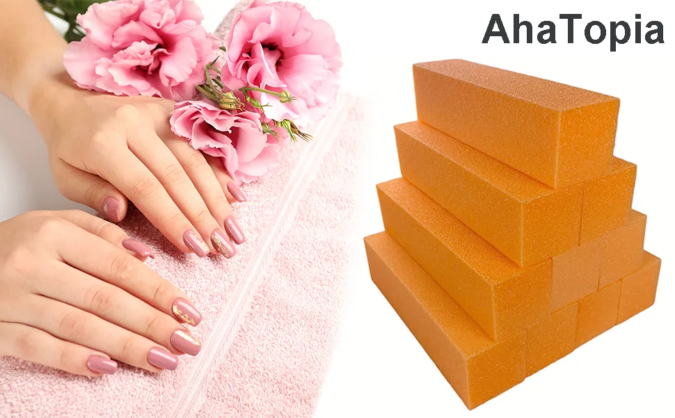 10 Pcs Nail Buffer Block for Acrylic and Natural Nails  4 Sided Sanding Buffers for Gel Nails Fingernail Shine Buffing Filer Set  Professional Manicure Polisher Buffer Bulk Medium Grit (Orange) - Orange nail buffer blocks from ahatopia