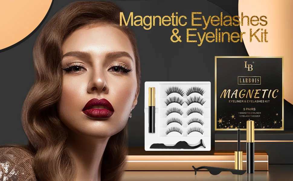 Larbois Magnetic Eyelashes 5 Pairs  Comfortable & Reusable False Lashes From Natural to Gorgeous Styles No Glue Needed 5PairesNew - magnetic eyelashes