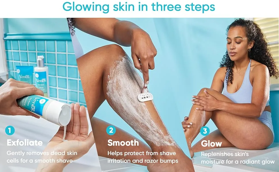 Gillette Venus Glow Post-Shave Oil Infused Moisturizer  Women s Aftershave Oil Infused Moisturizer  12 oz - Glowing skin in 3 steps venus